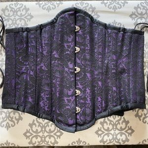 Purple brocade spring steel boned corset
